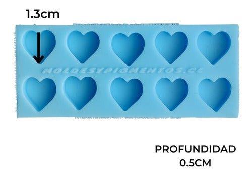 Molde Set 10 Mini Corazones 1.3cm Para Resina Epóxica - Moldesypigmentos.cl