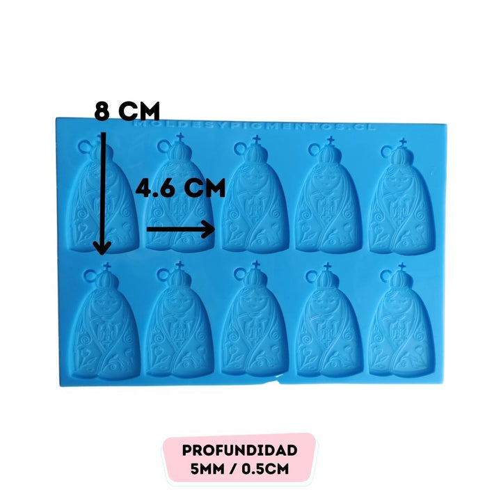 Molde Set 10 Virgen de Guadalupe para Llaveros - Moldesypigmentos.cl