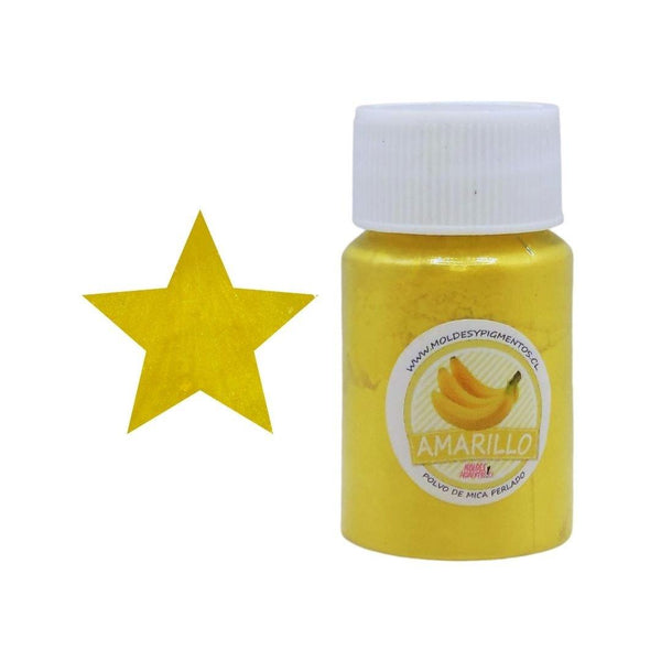 Pigmento Polvo de Mica Perlado Color Amarillo Para Resina Epóxica - Moldesypigmentos.cl